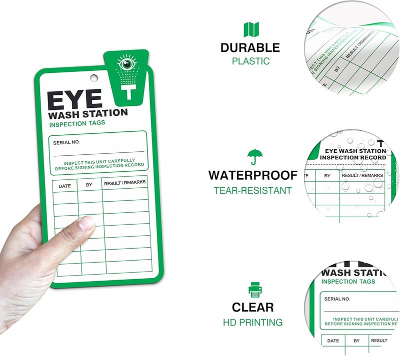 Fiivas Eye Wash Station Inspection Tags 25 Pack, Plastic Eyewash Inspection Safety Tags, Yearly Monthly Weekly Inspection Records Tag for Eye Wash Station, OSHA Eye Wash Tag Test Cards - Image 3